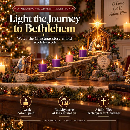 Kostenloser Versand——✝️ Reise nach Bethlehem – 4-wöchiger, beleuchteter Advents-Krippenweg