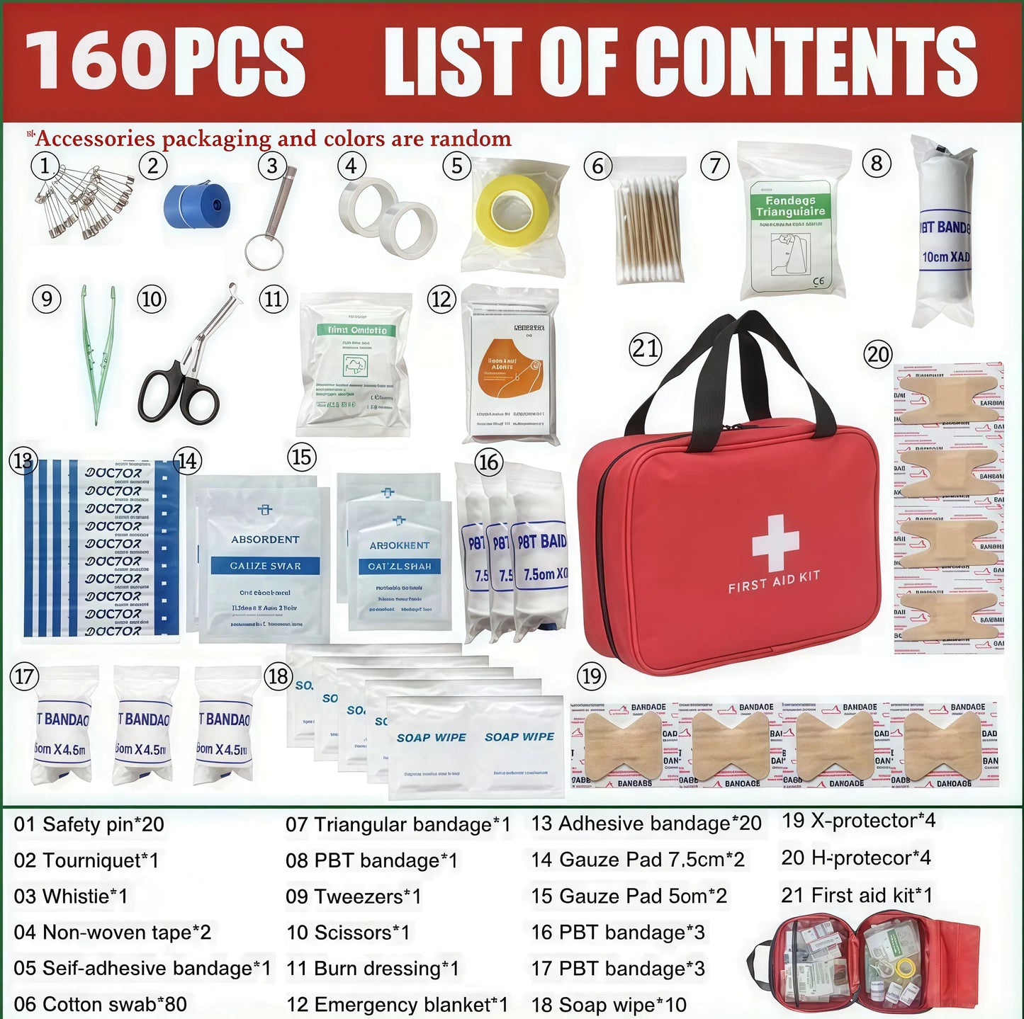 🔥330 Piece Waterproof Compact First Aid Kit | Comprehensive Emergency Survival Kit for Home, Travel, Camping, Car & Outdoor Use