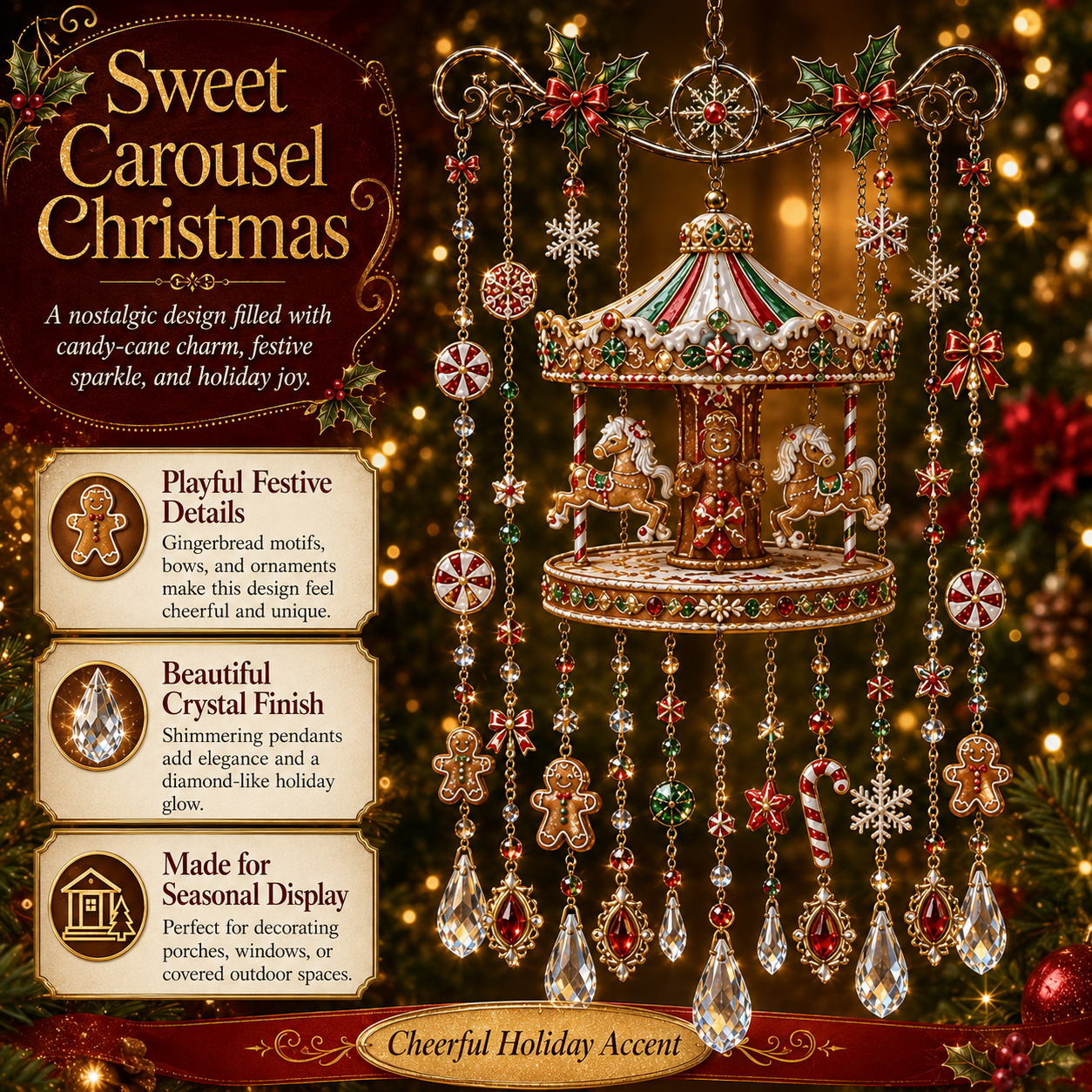 🎁Christmas Crystal Wind Chime for Porch & Garden Decor