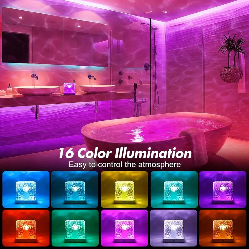 Rechargeable Wave Projector – 16 Color Shower Light, Remote Controlled & Waterproof