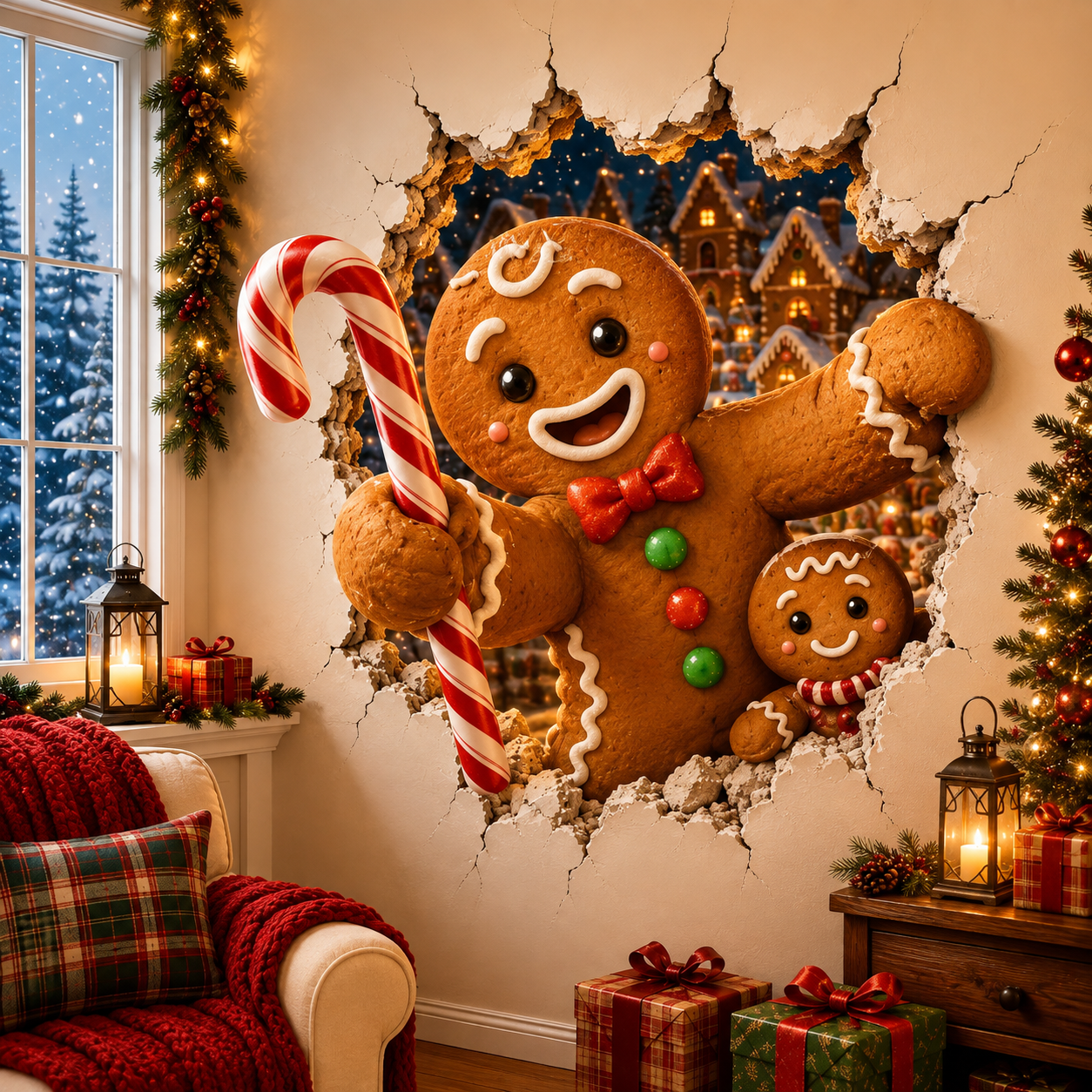 🔥Last Day 50% OFF-19.7'' Christmas Break-In 3D Wall Decal