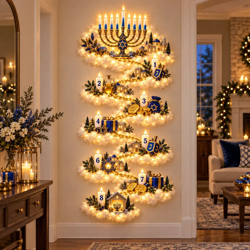 🔥🎁🕎 Hanukkah Festival of Lights Wall Decor Collection – 4 Glowing Designs Celebrating Eight Nights of Light ！！！✨