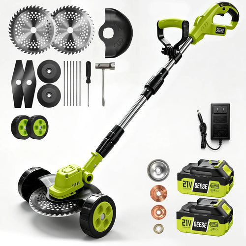 3-in-1 Cordless Lawn Mower with 2×21V Batteries, German Quality Lightweight Grass Trimmer & Edger for Small to Medium Gardens