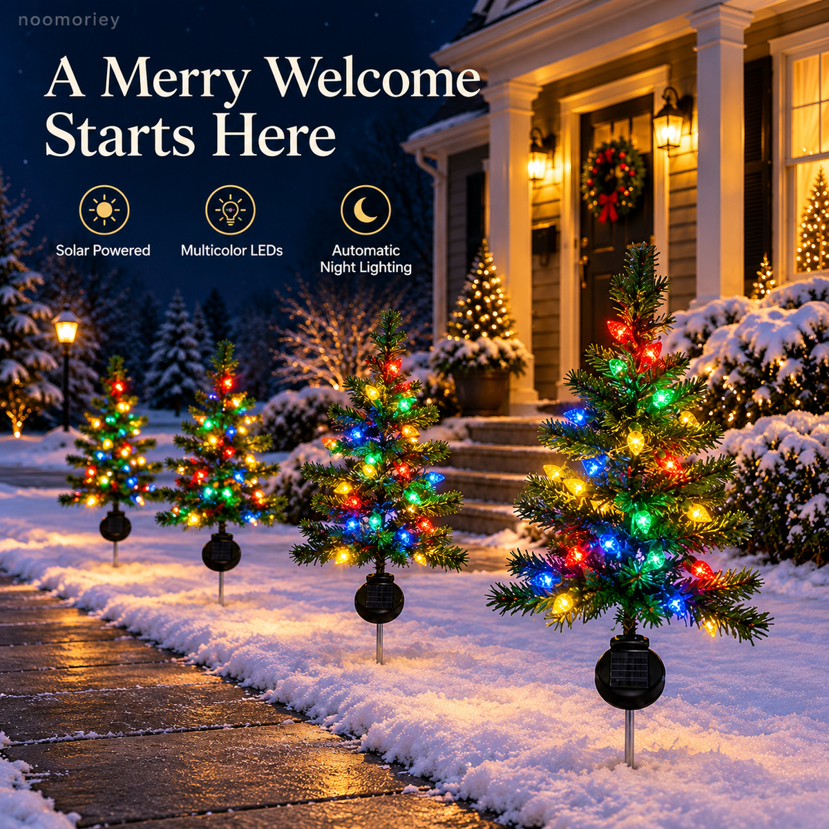 🎄4-Pack Solar Strawberry LED Christmas Pathway Lights, Multicolor✨