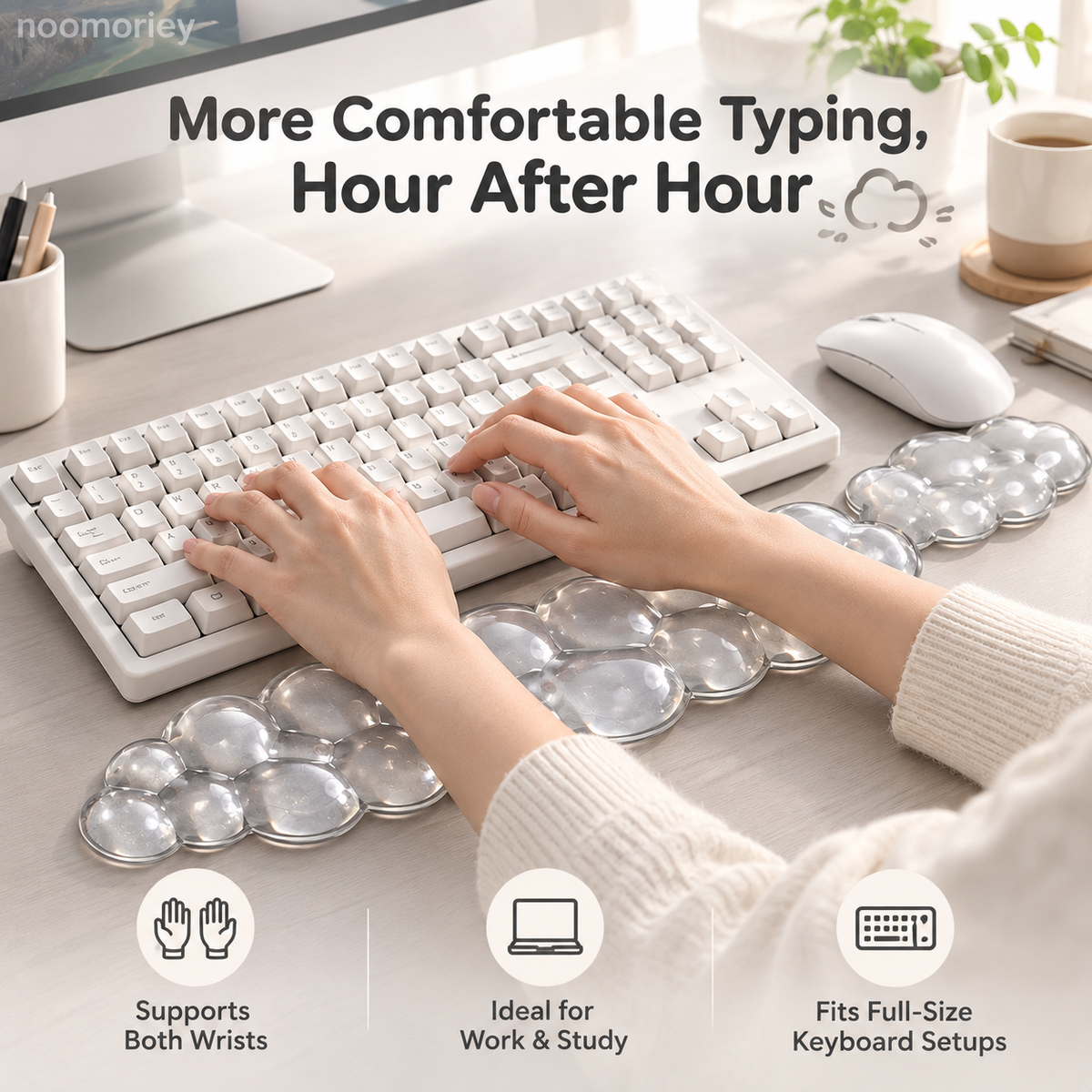 ☁️ Cloud Gel Wrist Rest Set – Soft Keyboard & Mouse Support for Work, Study & Gaming