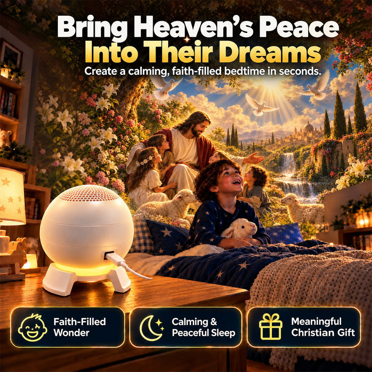 ⏰Today Only -49% OFF🔥✝️ Jesus Loves the Little Children 5D Projection Light – Fill Your Home With Christ’s Love & Heavenly Peace