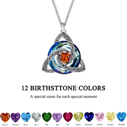 ✨ Birthstone Celtic Trinity Knot Necklace – Meaningful Irish Knot Pendant for Women, Anniversary & Birthday Gift