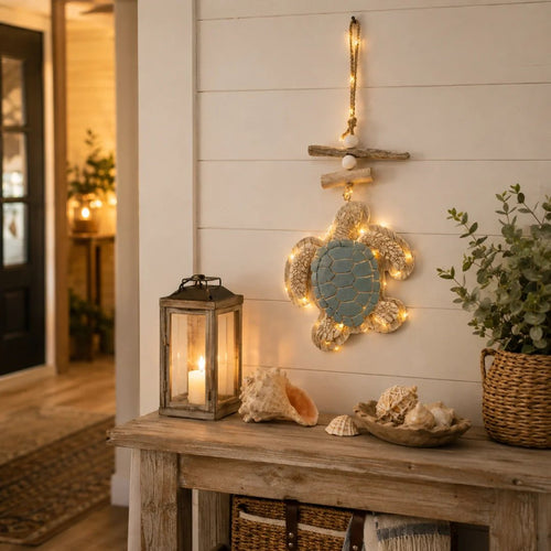 Lighted Coastal Sea Turtle Hanging Wall Decor