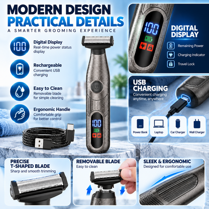 ⚡ 3-in-1 Electric Body Groomer – Adjustable Precision Trimmer for Face & Body