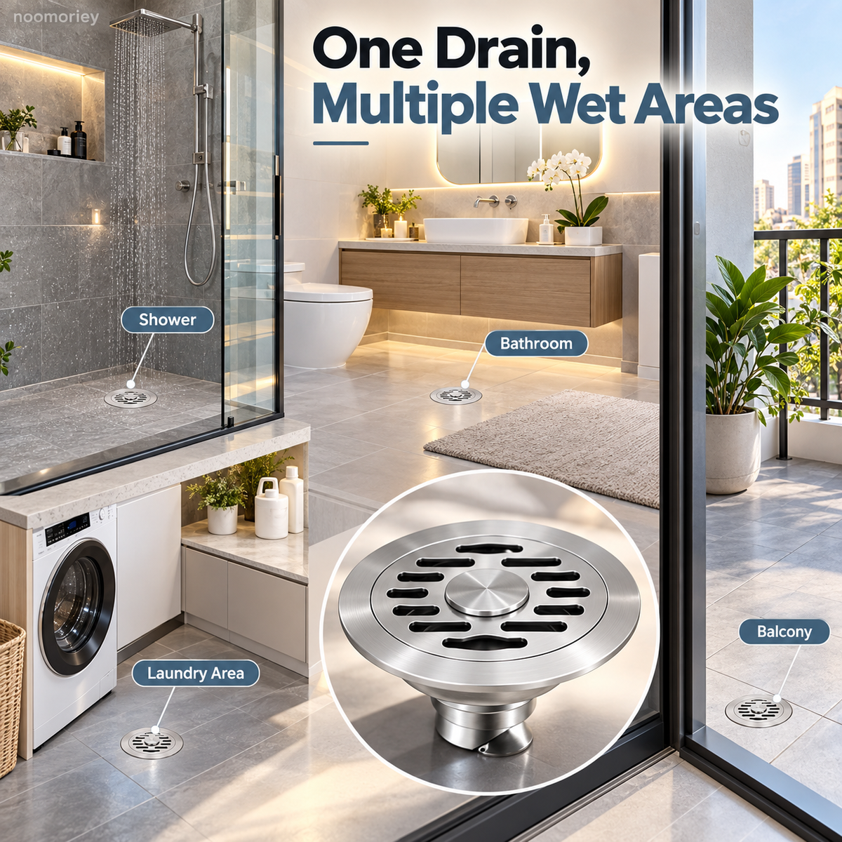 🚿 Stainless Steel Floor Drain with Odor-Blocking Core & Fast Drainage