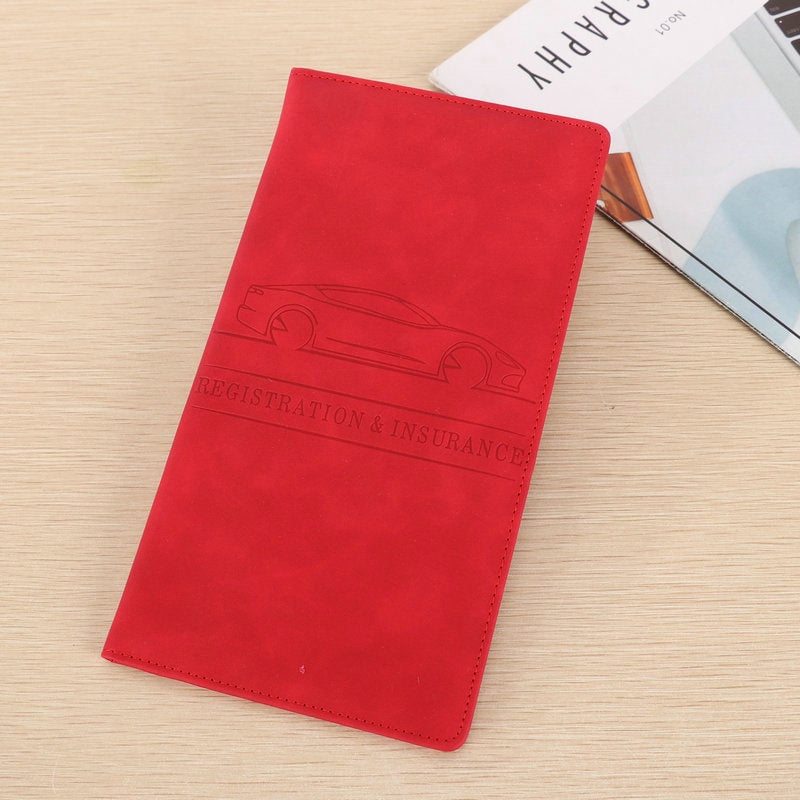 🌟 Premium Suede-Feel Vehicle Document Organizer | Magnetic Closure Wallet