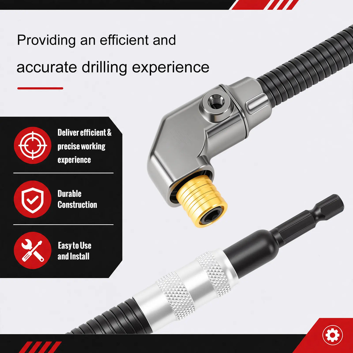 90-Degree Right Angle Drill Attachment, Swivel Corner Drill Adapter Tool for Confined Spaces, Heavy-Duty Electric Drill Extension for Furniture, Closets, and Woodworking