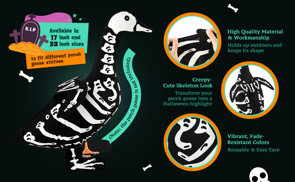 🎃Halloween Porch Goose Outfits Skeleton Costume for 23''💀