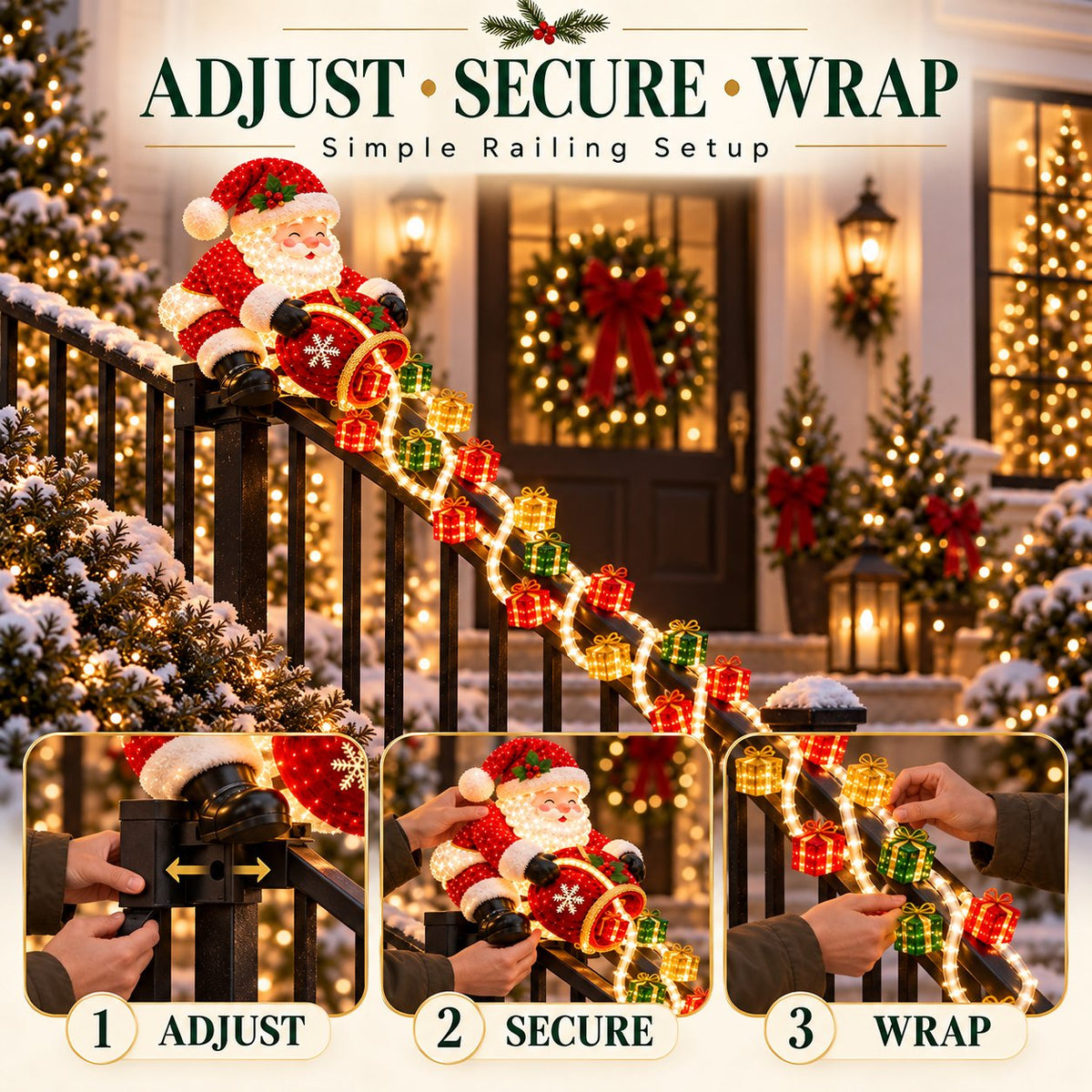 🎅 ✨Santa Magic Gift Cascade Railing Light