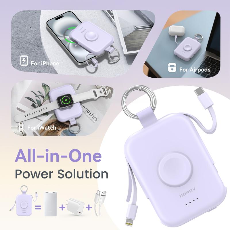 Power Bank 5000mAh Travel Charger with Built-in Cables Keychain Design