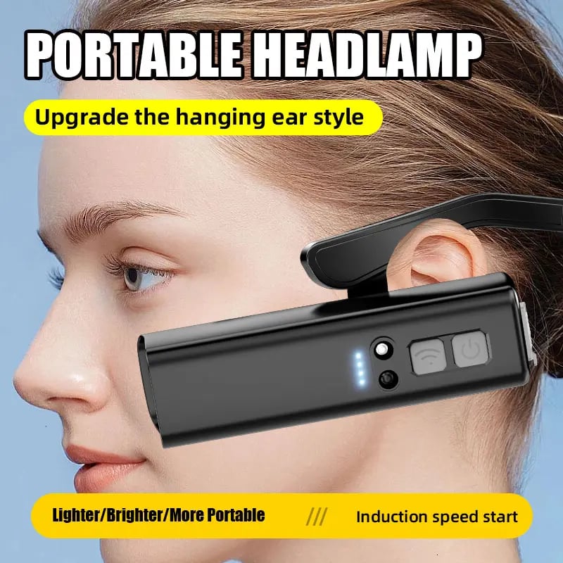 🏆 65K+ SOLD! 🌟Ear-Mounted Motion Sensor Headlamp – Ear-Mounted, Motion Sensor, Multi-Use Brightness 🌙🔧