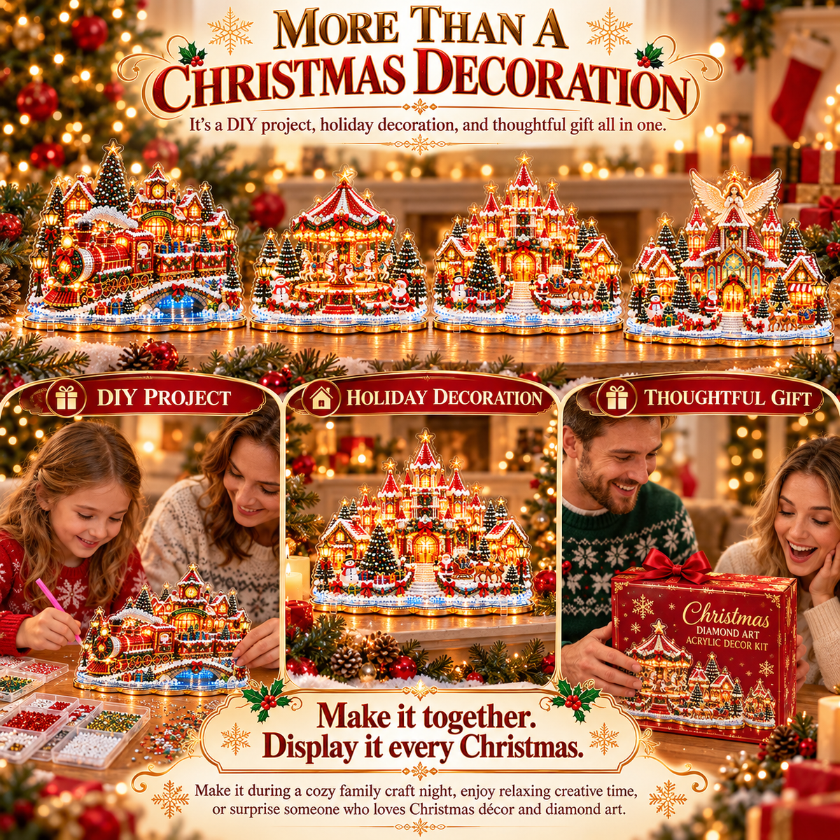🎄Relaxing & Beginner-Friendly-❤️ DIY Christmas Village Diamond Art