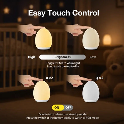 Rechargeable Colorful Nightlight - 7 RGB Plastic Lamps, Tap & Touch Control, Stepless Dimming