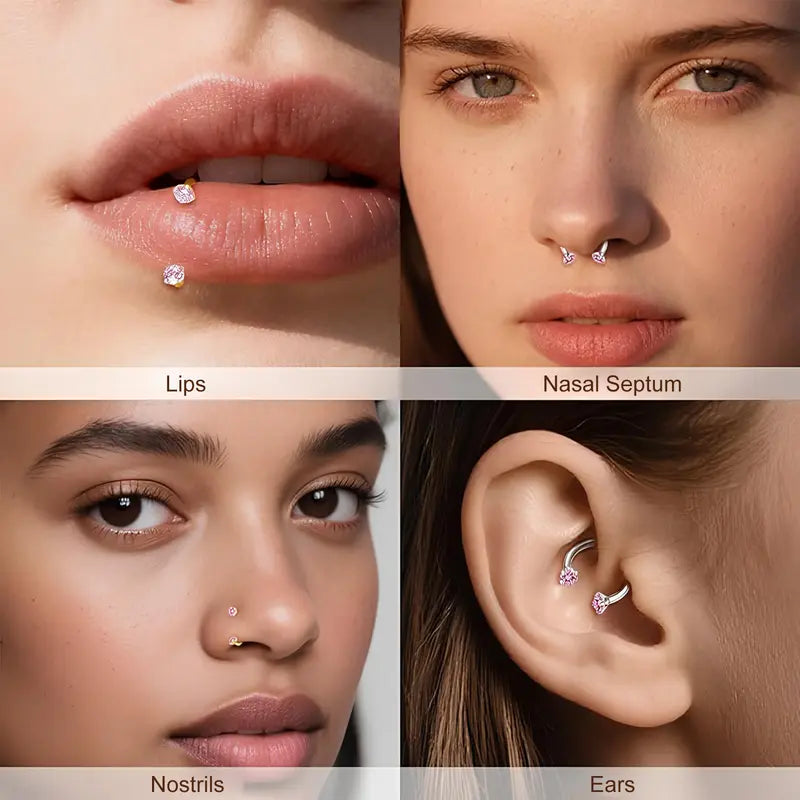 316L medical-grade titanium steel 18G 1.0mm Horseshoe Nose Hoop Internally Threaded Gems Nose Ring