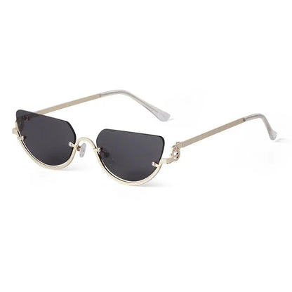 Retro Half-Frame Cat Eye Sunglasses for Women