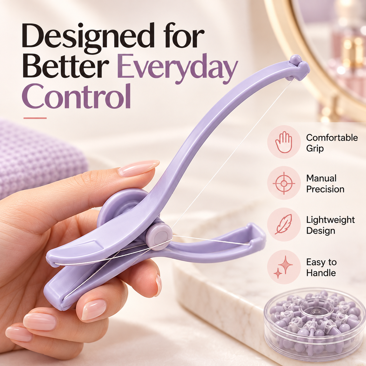 💜 Precise Brow Threading Tool – Easy At-Home Facial Hair Removal & Eyebrow Grooming