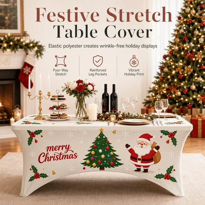 🔥HOT SALE🔥Christmas Stretch Fitted Table Cover for Rectangular Tables