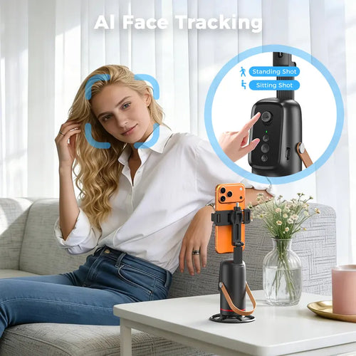 Auto Face Tracking Tripod for Smartphones & Cellphones - Gesture Control, 360-Degree Camera Mount Selfie Accessories