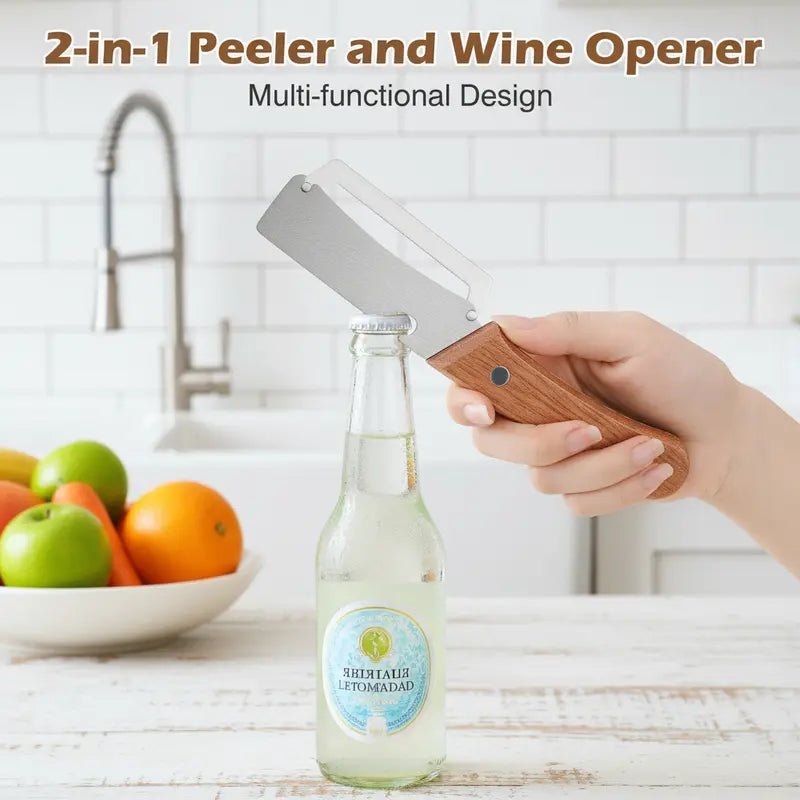 Stainless Steel Sharp Peeler with Wooden Non-Slip Ergonomic Handle