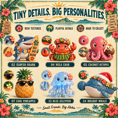 🌺 24 Days of Hawaiian Odd Friends Advent Calendar | 24 Hand-Painted Tropical Mini Figures with Daily Surprises for Hawaii Lovers, Collectors & Christmas Displays 🎄