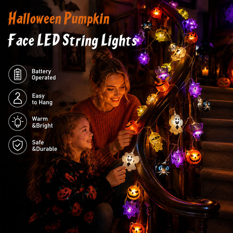 🎃 Halloween LED Pumpkin String Lights – Create A Spooky Glow For Your Home