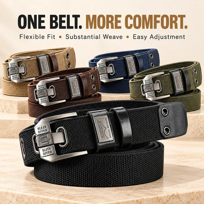 Holeless Stretch Belt with Square Metal Buckle