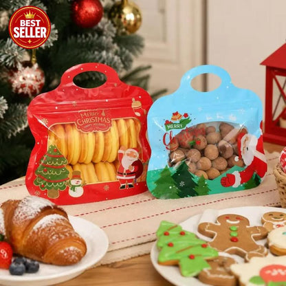 🎅LAST DAY SALE 60% OFF!!🎁Easy Fill, Easy Seal🎄 Festive Self-Seal Treat Bags – Santa & Snowman Print | Resealable, Food-Safe & Perfect for Cookies, Chocolates & Little Gifts⛄