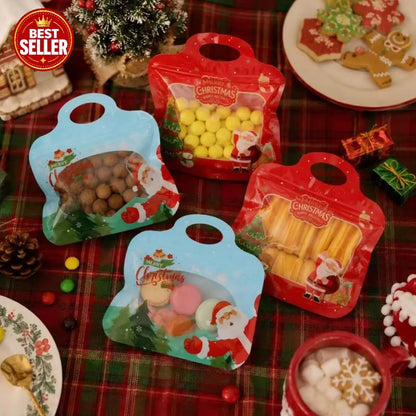 🎅LAST DAY SALE 60% OFF!!🎁Easy Fill, Easy Seal🎄 Festive Self-Seal Treat Bags – Santa & Snowman Print | Resealable, Food-Safe & Perfect for Cookies, Chocolates & Little Gifts⛄
