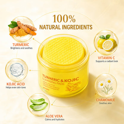 ✨ 50% OFF Turmeric Kojic Acid Cleansing Pads 🌿 Deep Clean Makeup Remover Pads For Brighter Skin