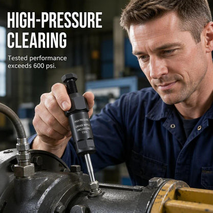 Heavy-Duty Grease Fitting Cleaner – 600 PSI High-Pressure Grease Gun Unclogging Tool with M6/M8/M10 Adapters