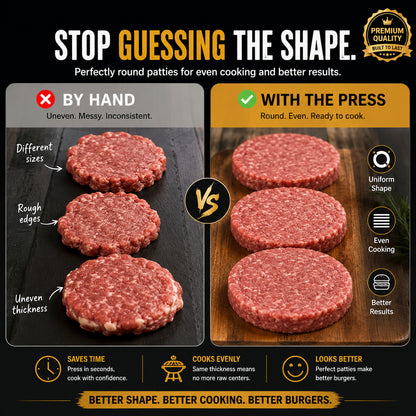🍔 BBQ FAVORITE | Manual Burger Patty Press – Uniform Round Patties for Grilling, Meal Prep & Home Cooking