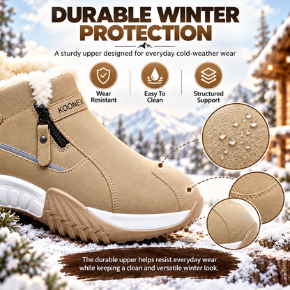 Warm Fleece Winter Snow Boots with Side Zip | Anti-Slip Outdoor Ankle Shoes