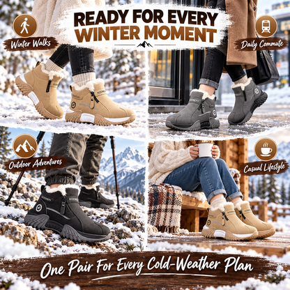 Warm Fleece Winter Snow Boots with Side Zip | Anti-Slip Outdoor Ankle Shoes