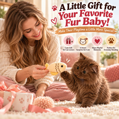 🐱🐟 Adorable Fish Plush Cat Toy – Soft & Cute Interactive Toy for Indoor Playtime 💕
