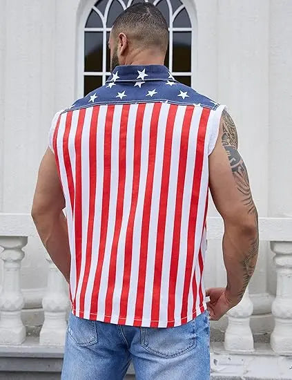 🦅4th of July Men’s and Women's American Flag Denim Vest