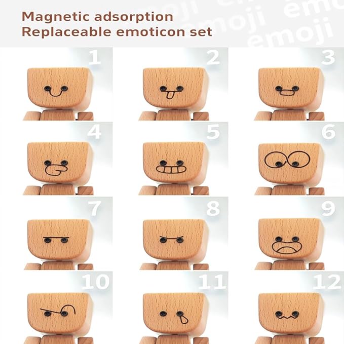 ❤🎁Shaking Feet Wooden Figure with 12PCS Magnetic Expressions