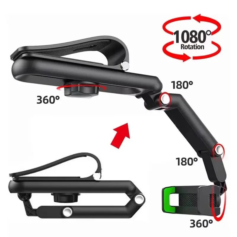 Car Phone Mount - Long Adjustable Arm, 360° Rotatable Anti-Scratch Secure Clamp