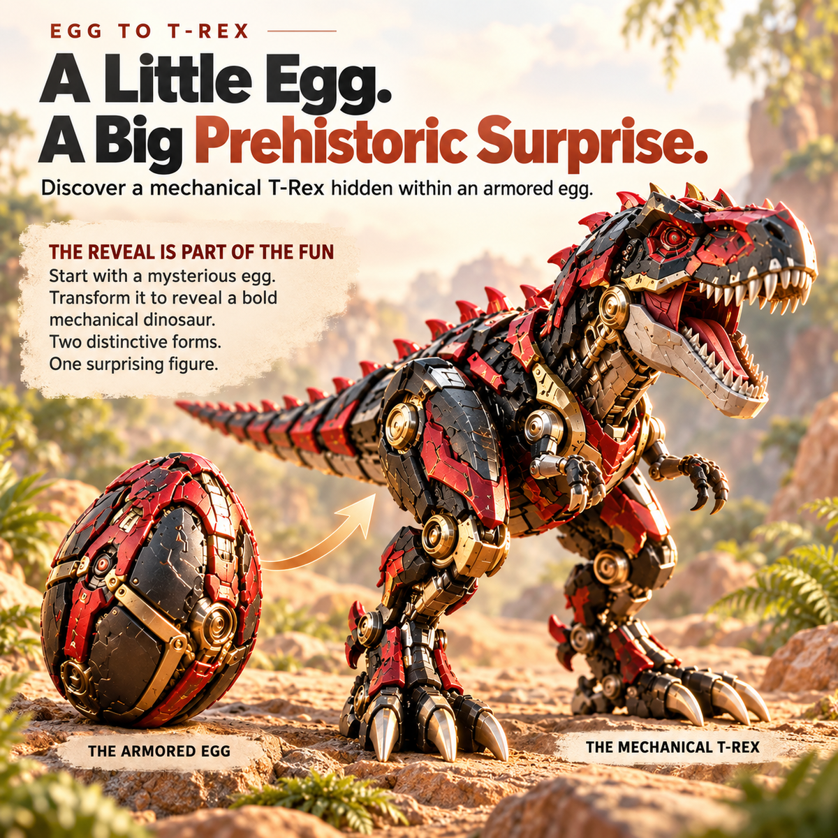 🔴🦖Mechanical T-Rex Egg | Transforming Dinosaur Figure