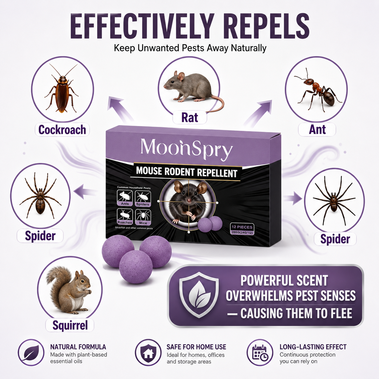 🔥 Limited Edition 50% OFF 🟣 Natural Peppermint Rodent Repellent Tablets – 12 Pack