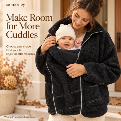 🤍 Cozy 2-in-1 Sherpa Babywearing Jacket – Soft & Warm Fleece Mom and Baby Coat
