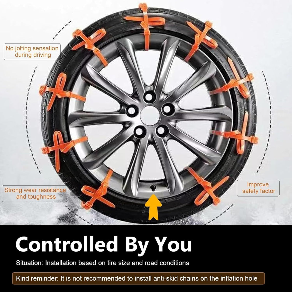 ❄️ 10 Pcs Universal Winter Car Snow Chains – Emergency Anti-Skid Tire Chains for Safe Driving 🚗