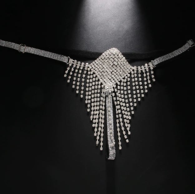 Women's Sexy Rhinestone Mesh Thong