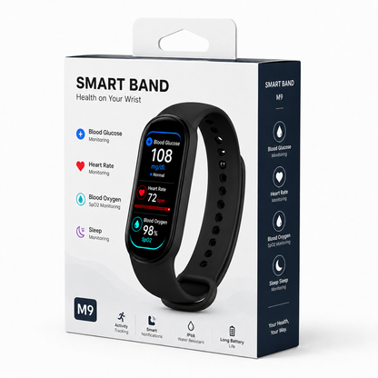 🔥80% OFF Launch Offer 🏆 2026 M9 Non-Invasive Smart Band 📈12 health reports - No-Prick