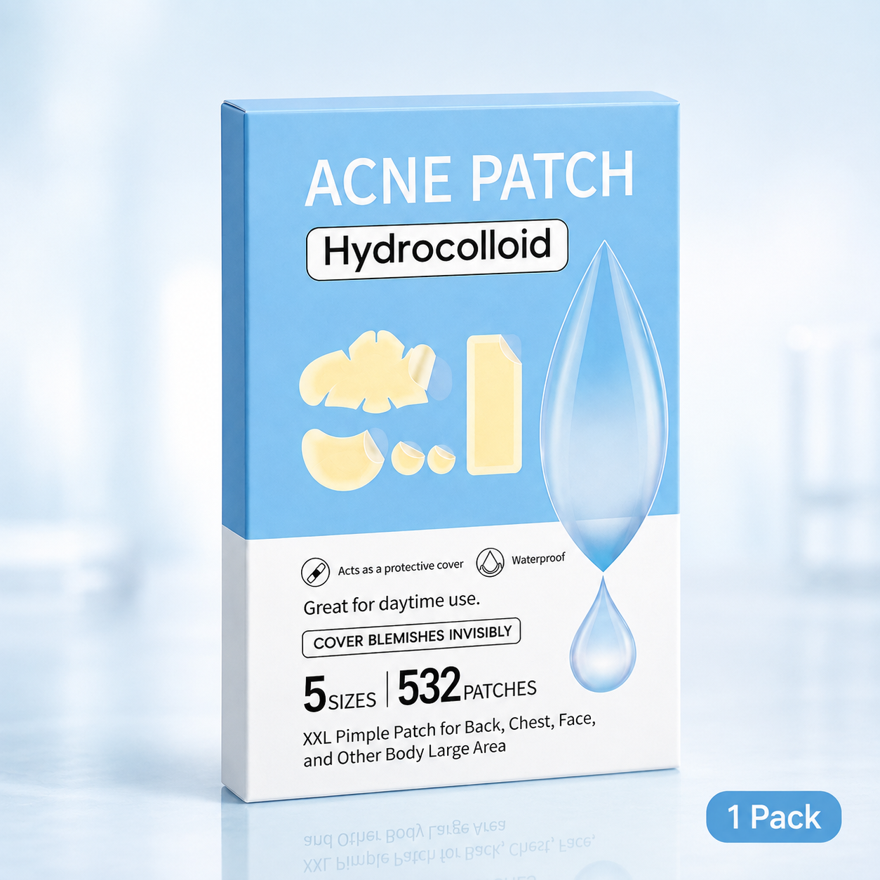 💧 532 PCS Hydrocolloid Acne Patches – Multi-Size Blemish & Spot Absorbing Covers ✨