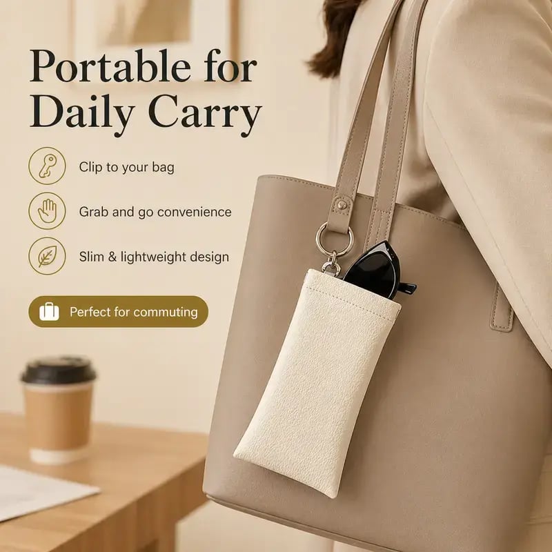 Soft PU Leather Sunglasses Pouch Elastic Opening Eyeglasses Bag